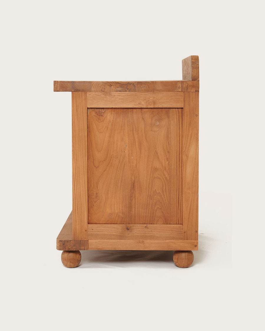 Eclipse - Meuble salle de bain en teck porte persienne 90 cm