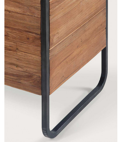 Azur - Petit meuble salle de bain industriel en teck et métal 70 cm