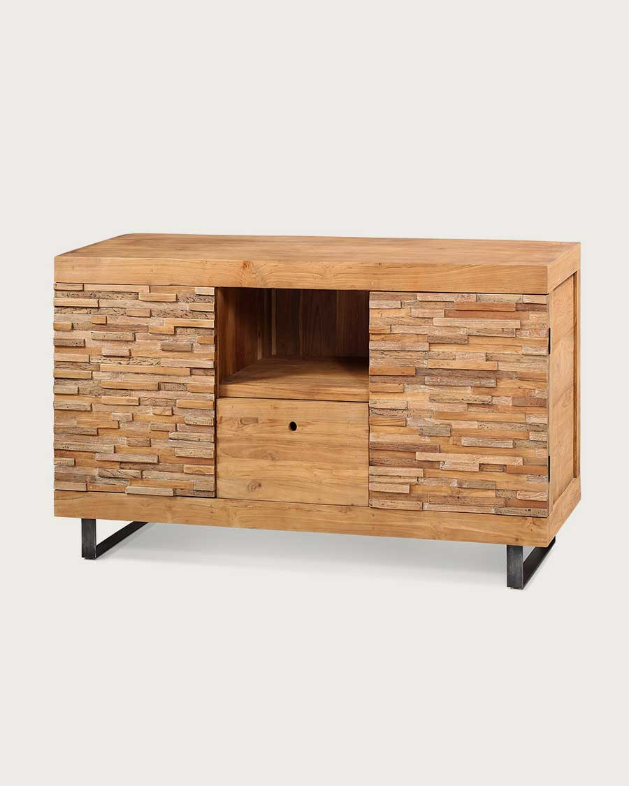 Néo - Meuble salle de bain en teck parqueté 140 cm