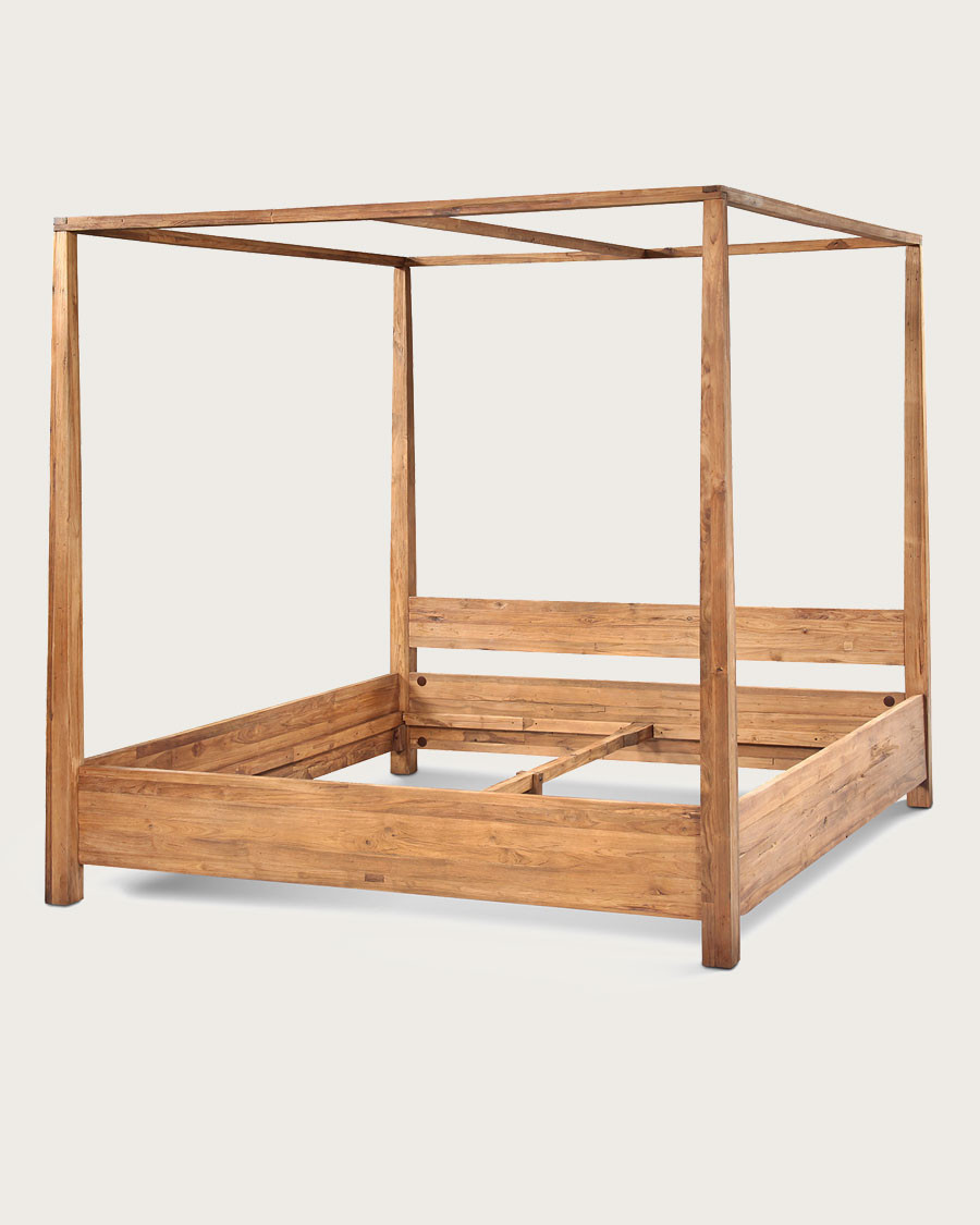 Java - Lit baldaquin en teck massif