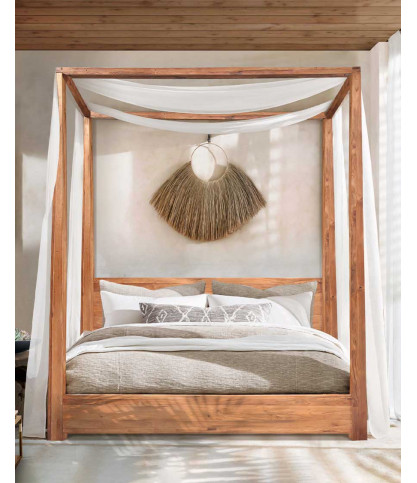 Java - Lit baldaquin en teck massif