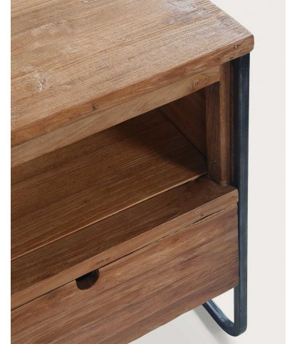 Azur - Meuble salle de bain industriel en teck et métal 120 cm