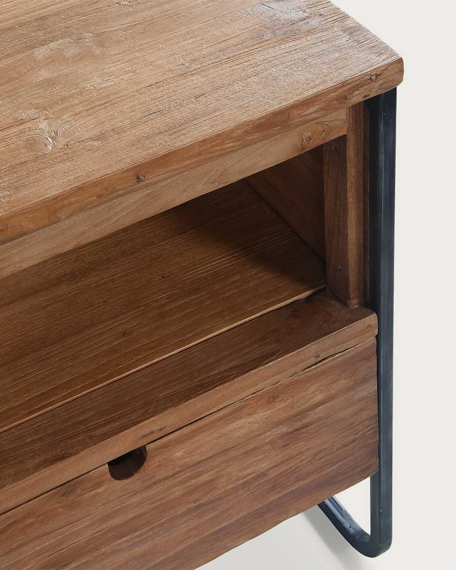 Azur - Meuble salle de bain industriel en teck et métal 120 cm