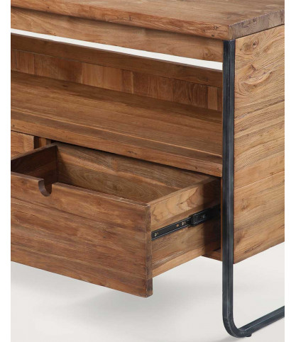 Azur - Meuble salle de bain industriel en teck et métal 120 cm