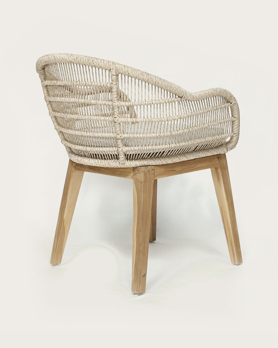 Maelie - Chaise en teck massif et corde beige