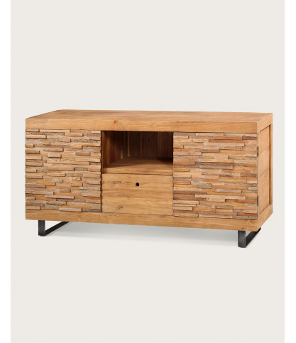 Néo - Meuble salle de bain en teck parqueté 160 cm