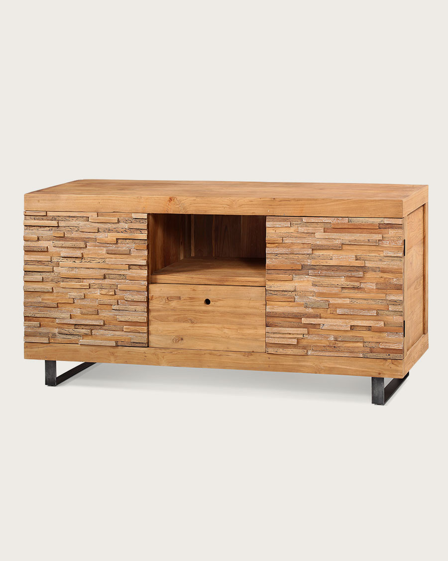 Néo - Meuble salle de bain en teck parqueté 160 cm