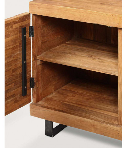 Néo - Meuble salle de bain en teck parqueté 160 cm