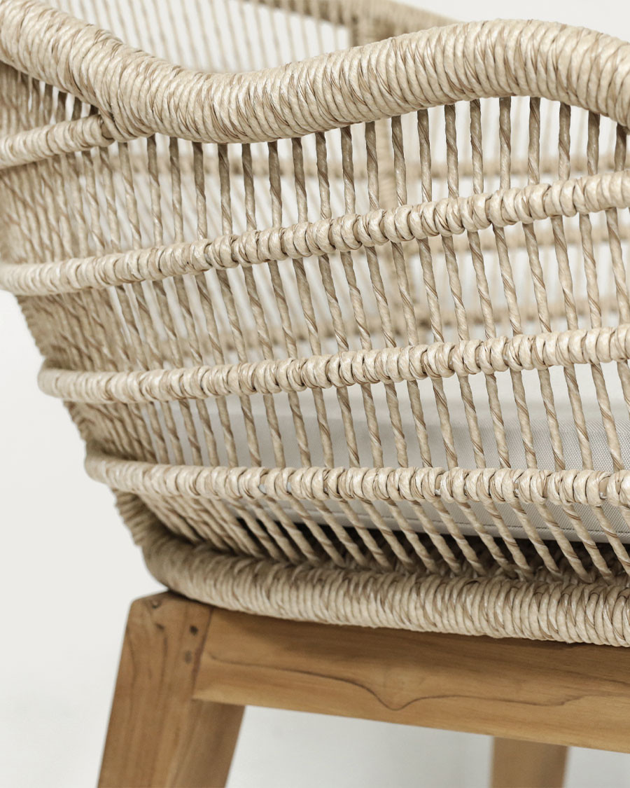 Maelie - Chaise en teck massif et corde beige