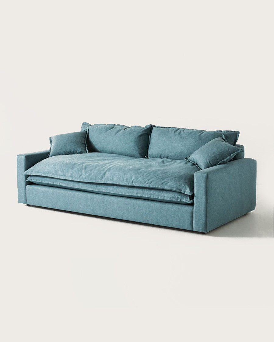 Apollon - Canapé 3 places en lin bleu