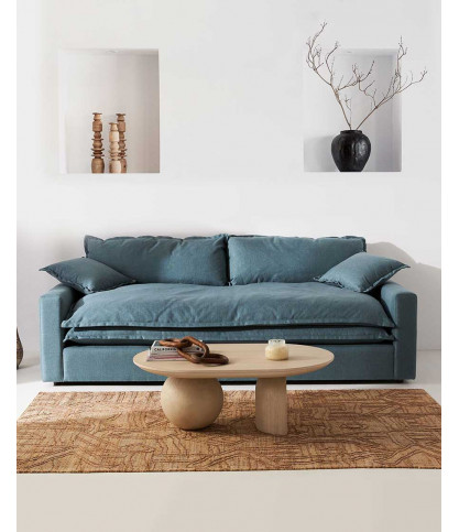 Apollon - Canapé 3 places en lin bleu