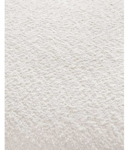 Hestia - Canapé angle arrondi en tissu bouclette blanc