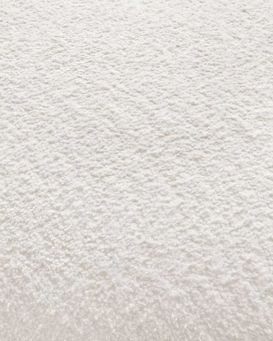 Hestia - Canapé angle arrondi en tissu bouclette blanc