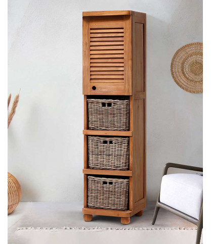 Eclipse - Colonne de salle de bain en teck massif