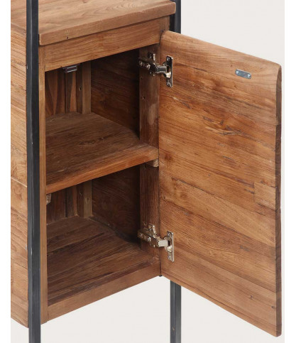 Azur - Colonne de salle de bain industrielle en teck et métal