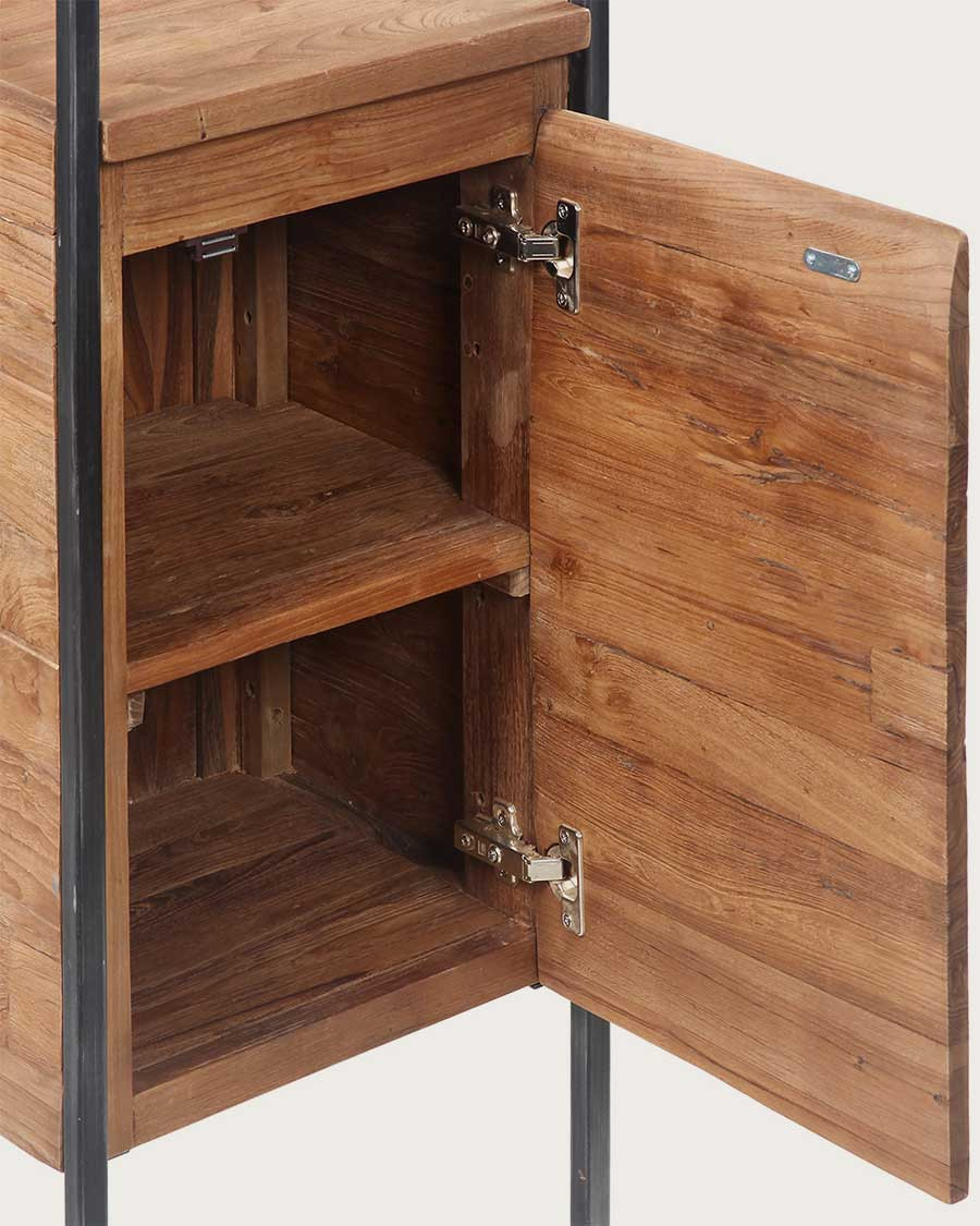 Azur - Colonne de salle de bain industrielle en teck et métal