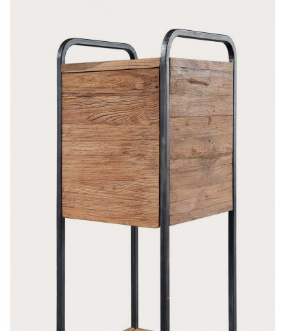 Azur - Colonne de salle de bain industrielle en teck et métal