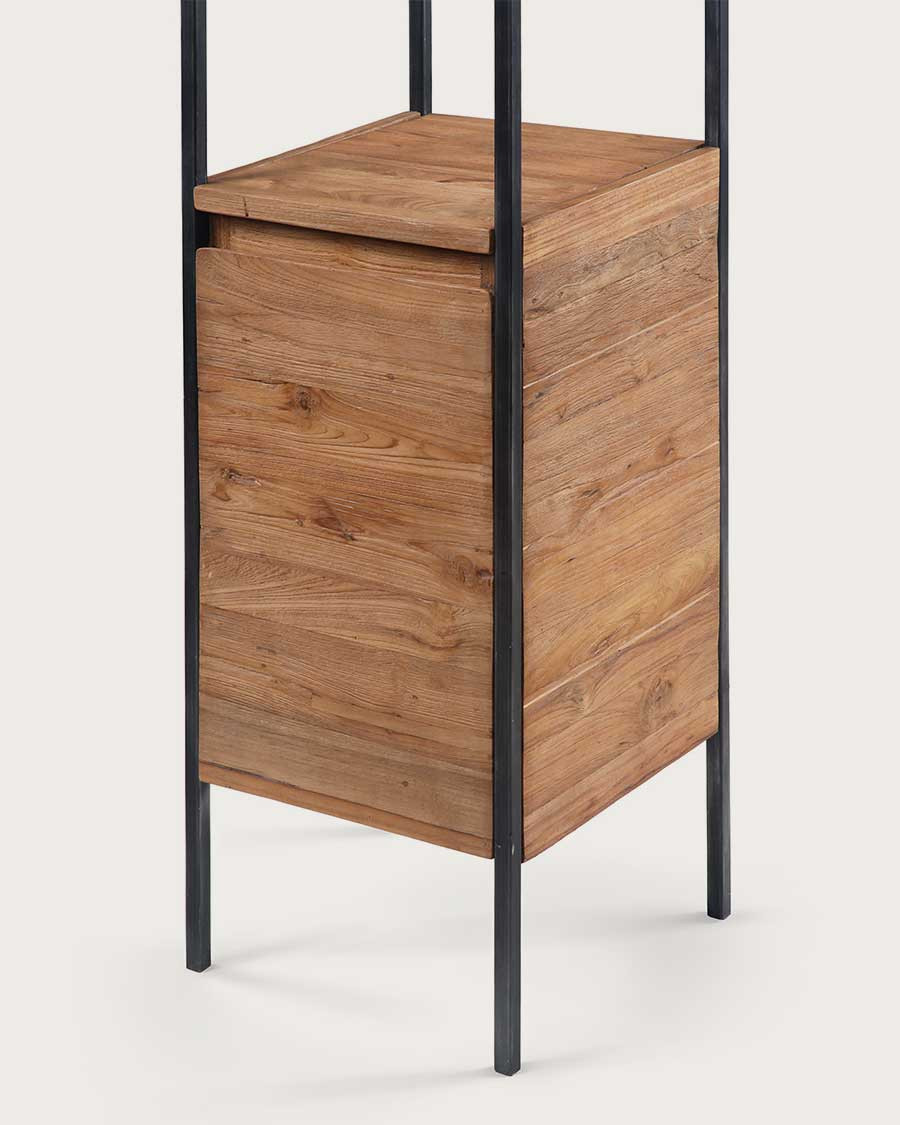 Azur - Colonne de salle de bain industrielle en teck et métal