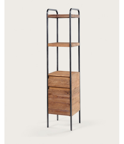 Azur - Colonne de salle de bain industrielle en teck et métal