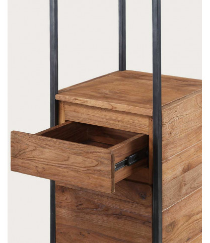 Azur - Colonne de salle de bain industrielle en teck et métal