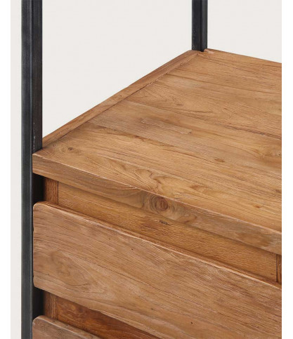 Azur - Colonne de salle de bain industrielle en teck et métal