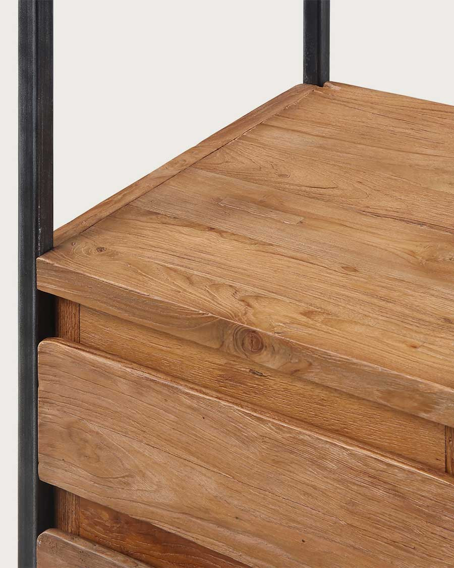 Azur - Colonne de salle de bain industrielle en teck et métal