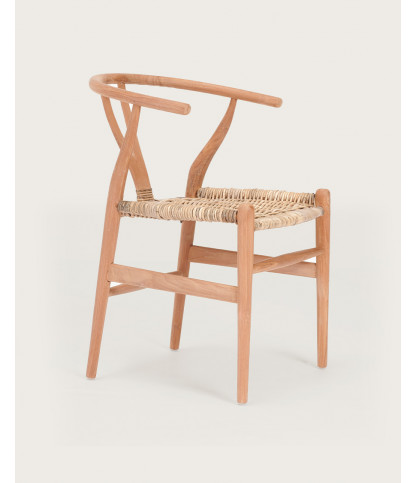 Lyia - Chaise en teck massif et rotin