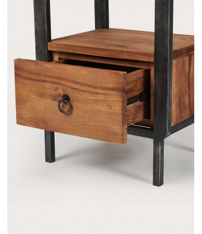 Samuraï - Colonne de salle de bain industrielle en teck et métal