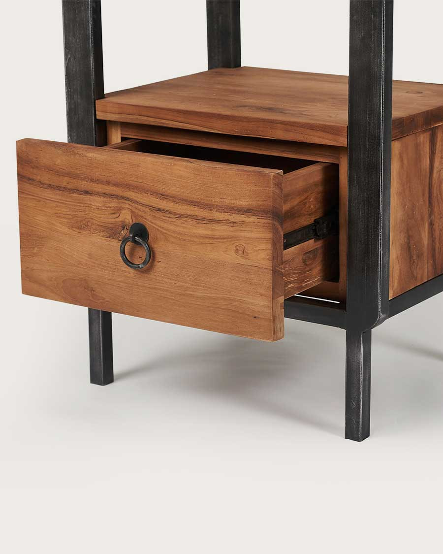 Samuraï - Colonne de salle de bain industrielle en teck et métal