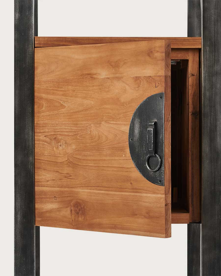 Samuraï - Colonne de salle de bain industrielle en teck et métal