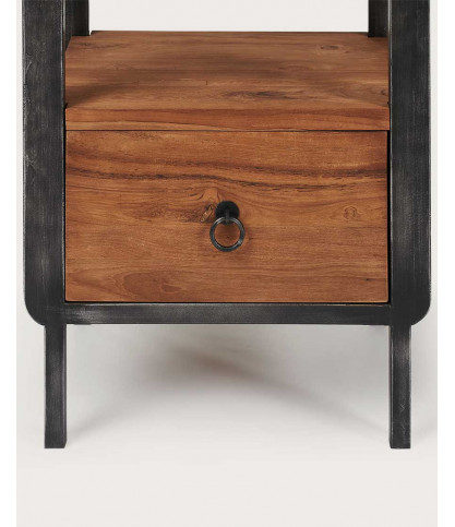 Samuraï - Colonne de salle de bain industrielle en teck et métal