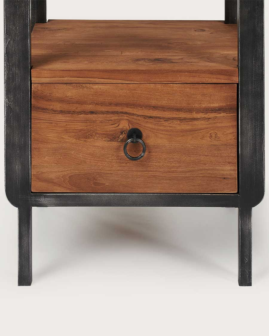 Samuraï - Colonne de salle de bain industrielle en teck et métal