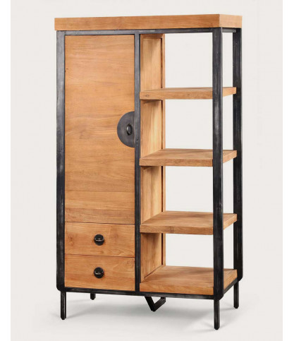 Samuraï - Armoire de salle de bain industrielle en teck et métal
