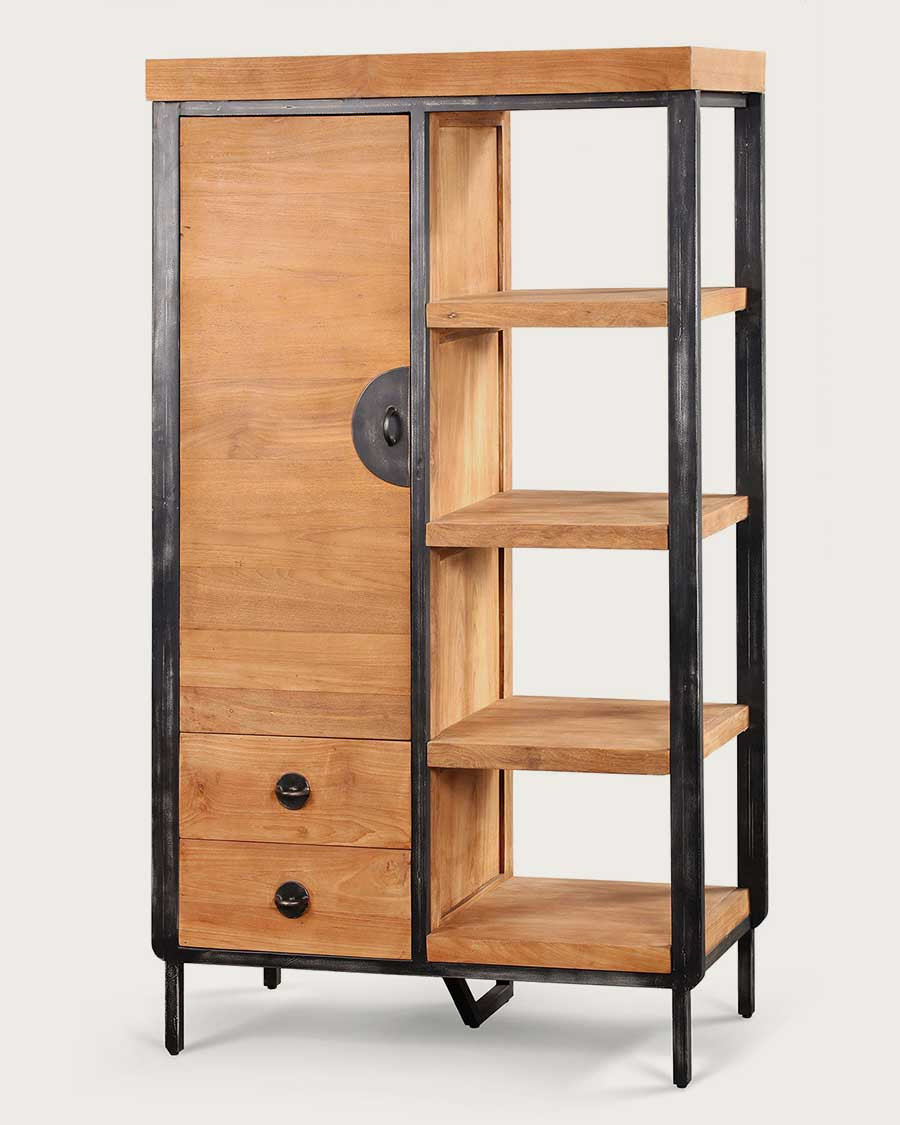Samuraï - Armoire de salle de bain industrielle en teck et métal