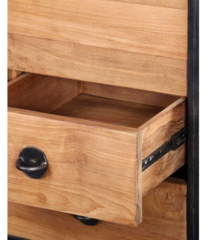 Samuraï - Armoire de salle de bain industrielle en teck et métal