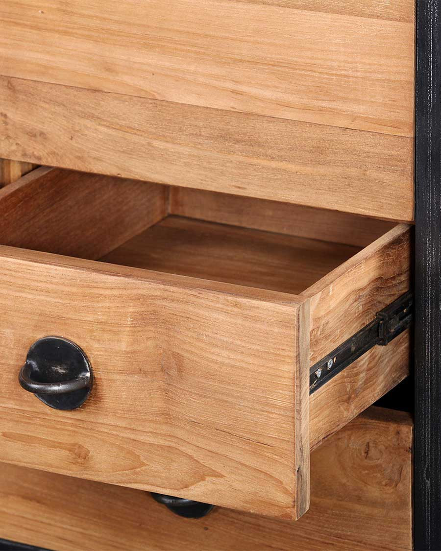 Samuraï - Armoire de salle de bain industrielle en teck et métal