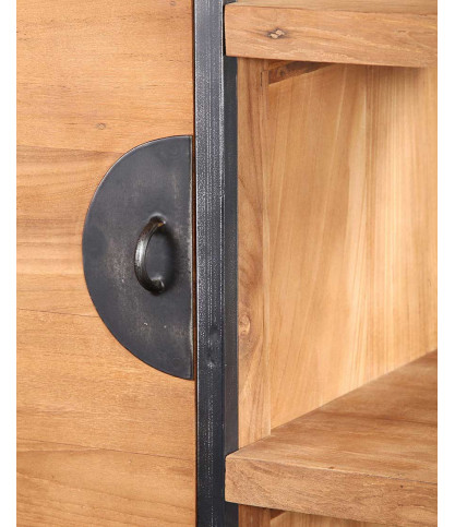 Samuraï - Armoire de salle de bain industrielle en teck et métal