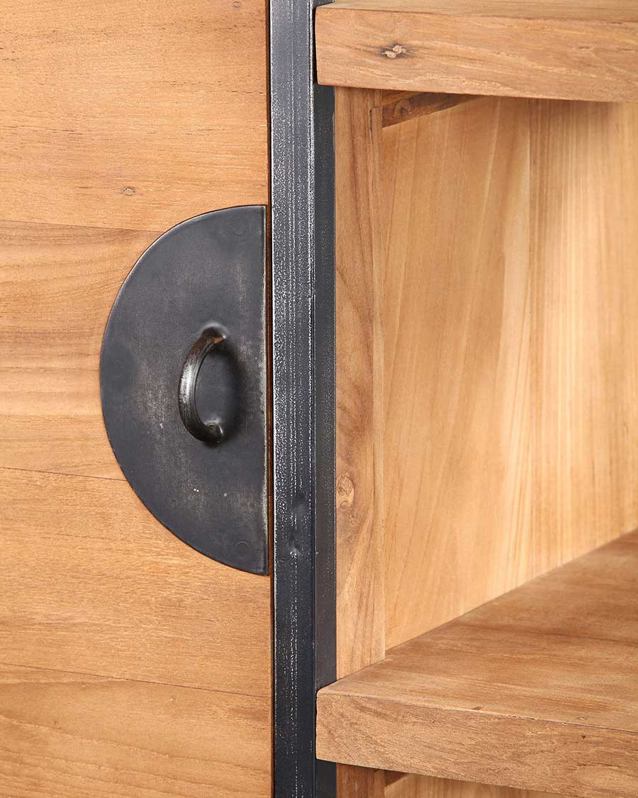 Samuraï - Armoire de salle de bain industrielle en teck et métal