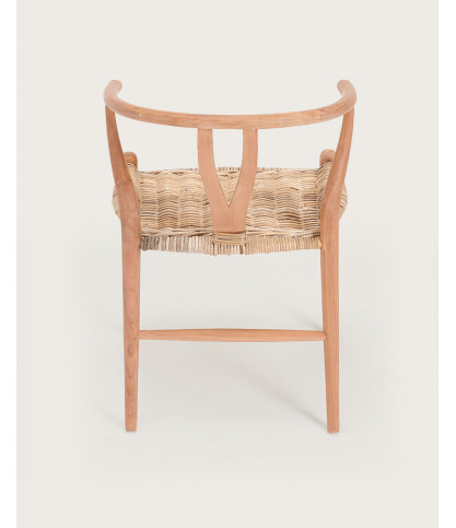 Lyia - Chaise en teck massif et rotin