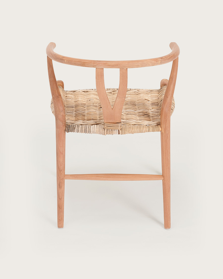 Lyia - Chaise en teck massif et rotin