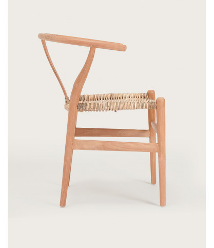 Lyia - Chaise en teck massif et rotin