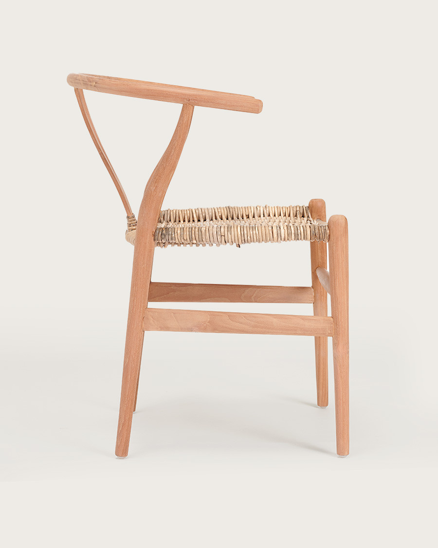 Lyia - Chaise en teck massif et rotin
