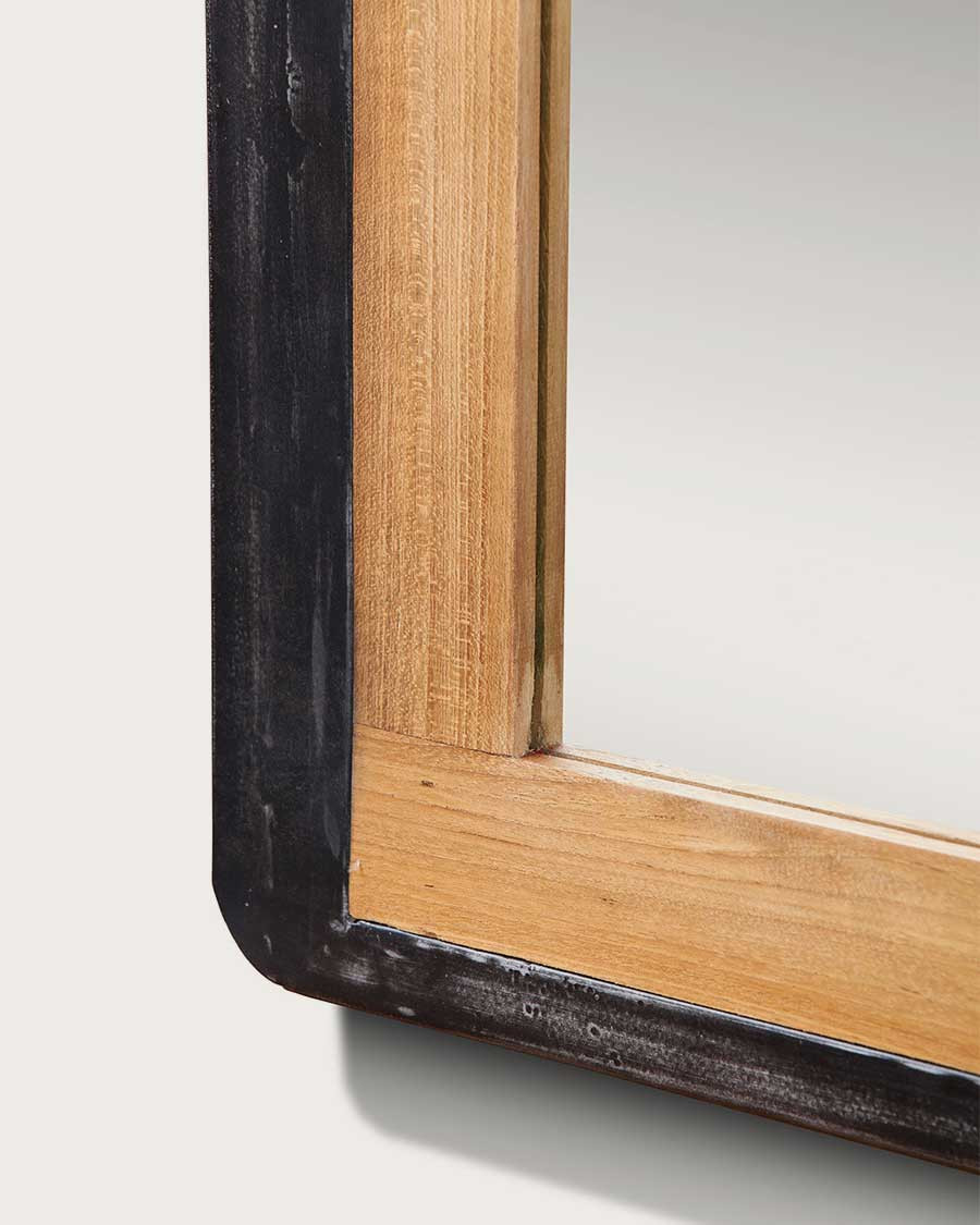 Samuraï - Grand miroir en teck massif et métal