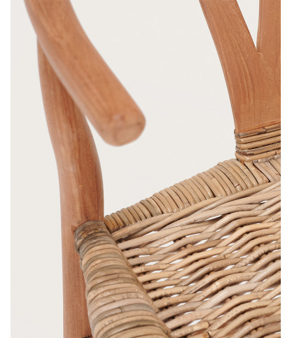 Lyia - Chaise en teck massif et rotin