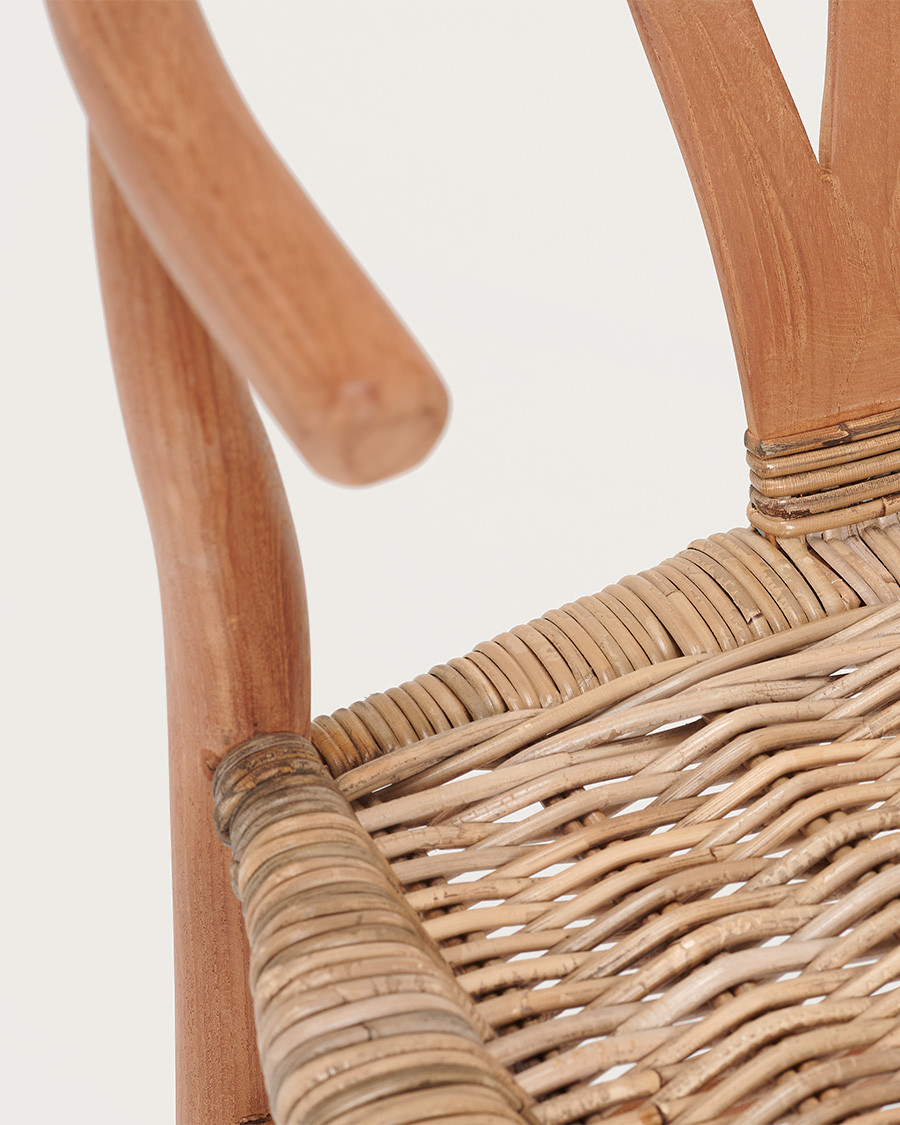 Lyia - Chaise en teck massif et rotin