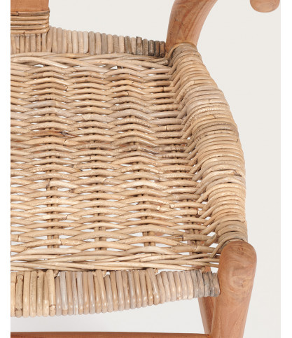 Lyia - Chaise en teck massif et rotin