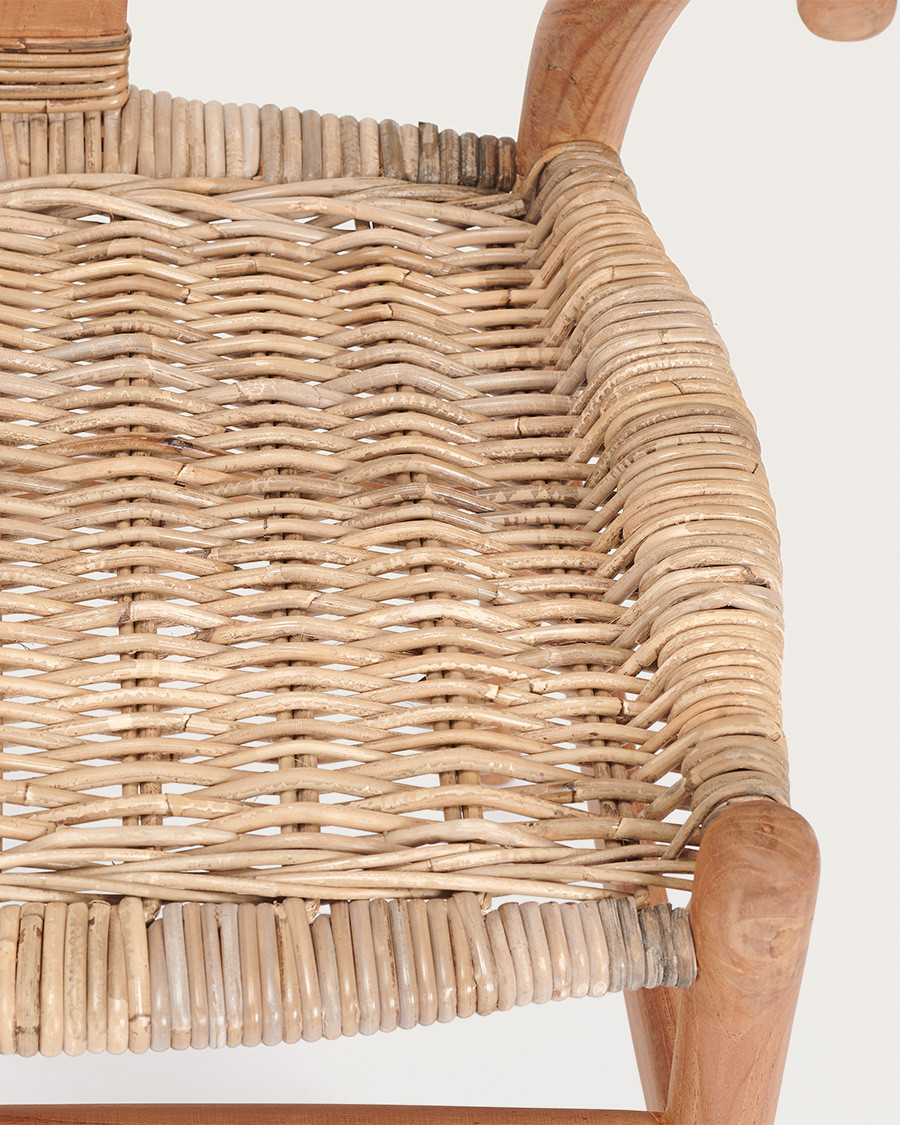Lyia - Chaise en teck massif et rotin