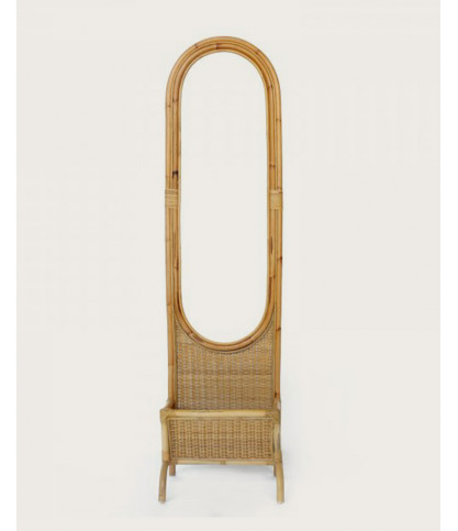 Prima - Miroir vertical en rotin tressé avec panier