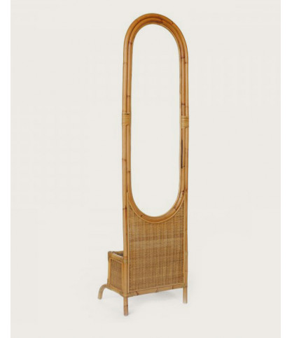 Prima - Miroir vertical en rotin tressé avec panier
