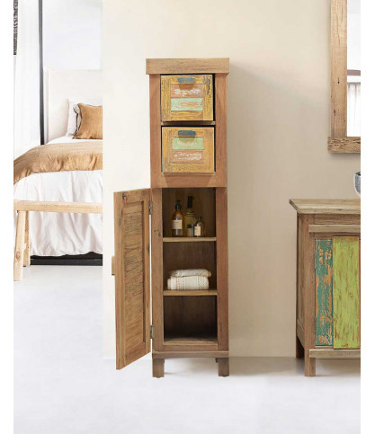 Antik - Petite colonne de salle de bain en teck de bateau recyclé